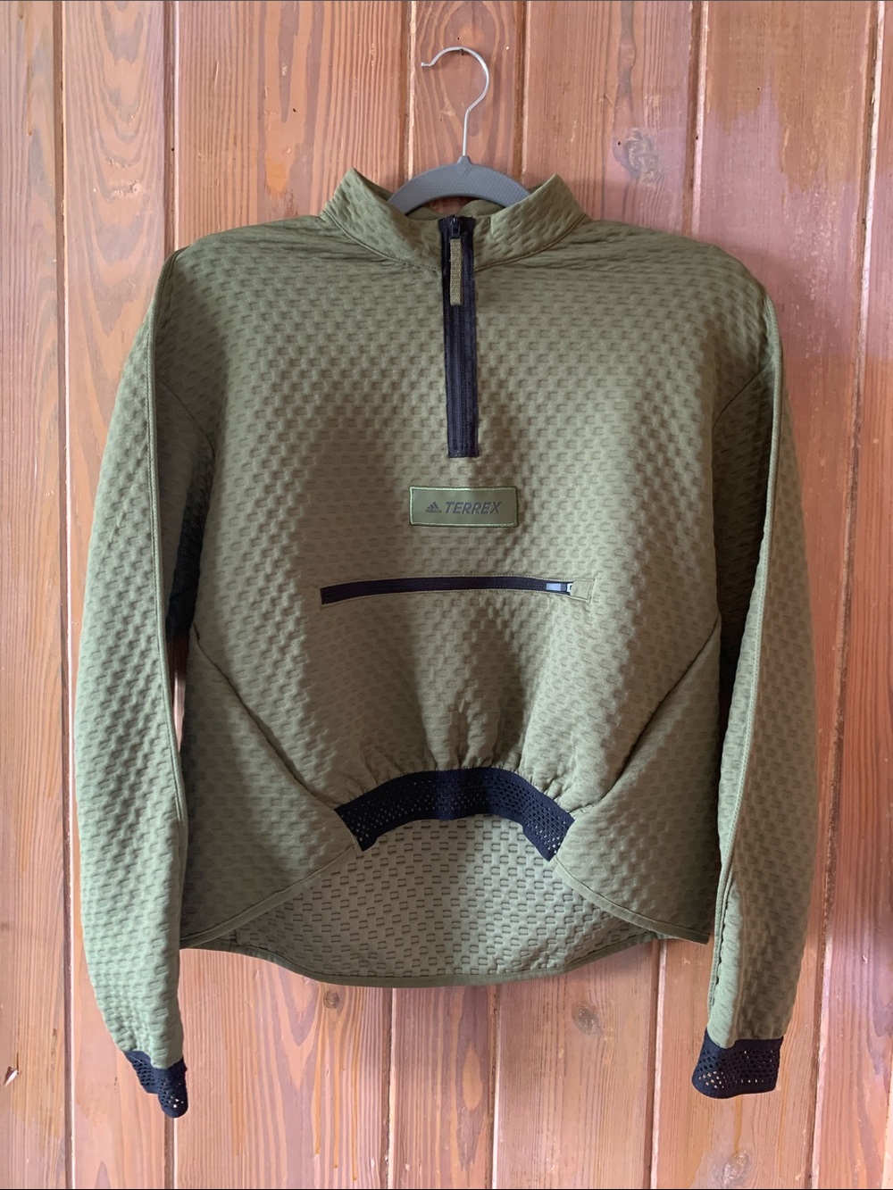 adidas Women’s Size Small Olive Green Quilted Knit 1/2 Zip